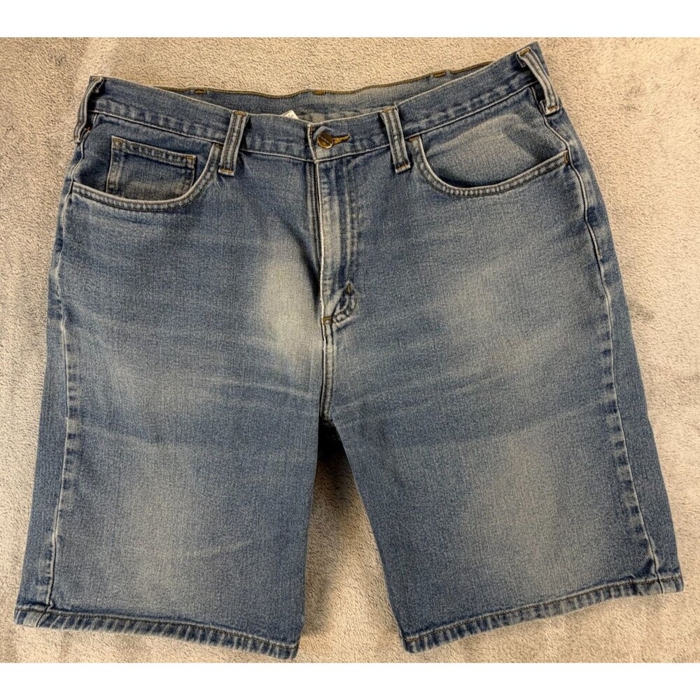 Carhartt Men’s Denim Shorts Size 38 B354 Relaxed Fit Blue Workwear 100% Cotton